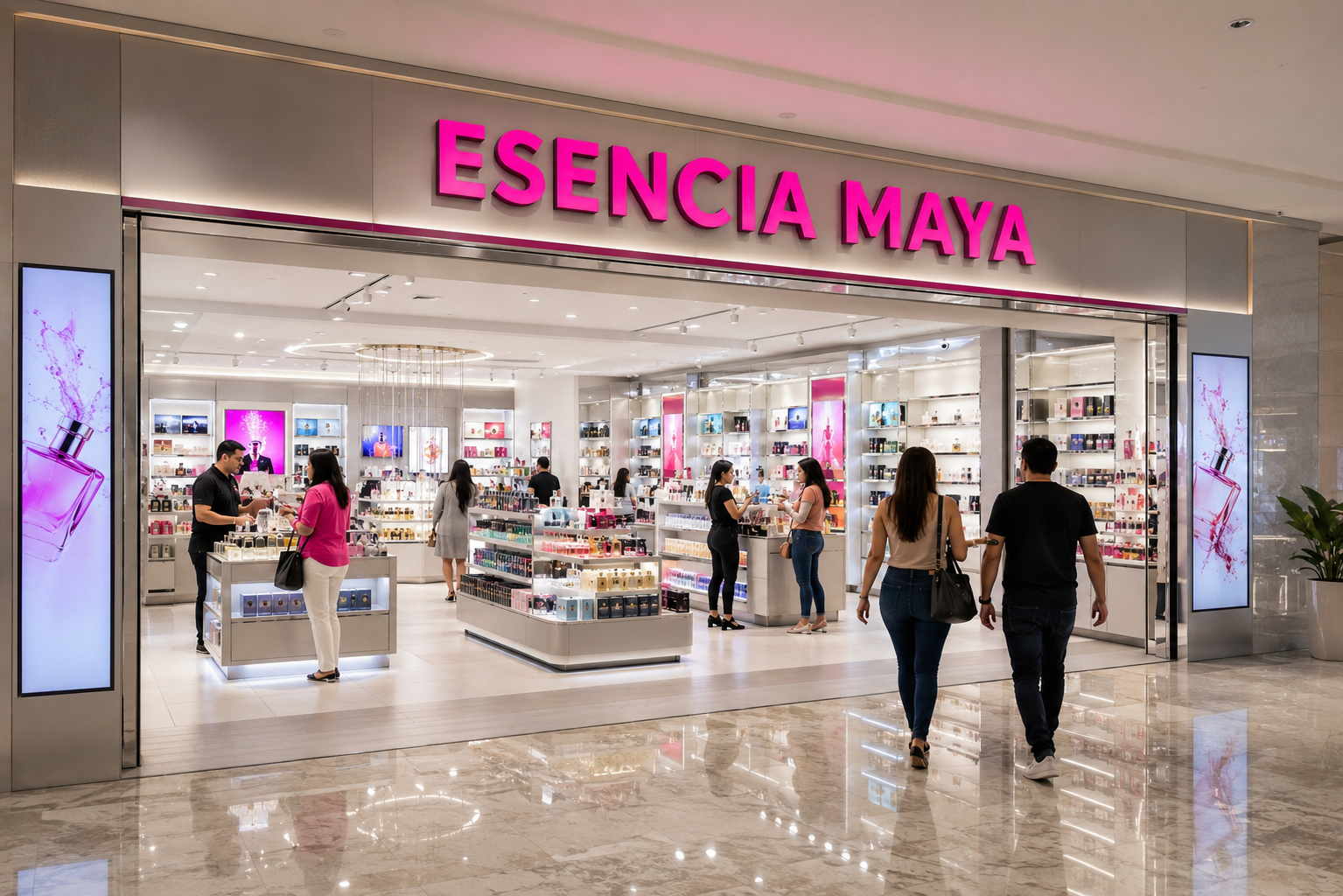 Fachada de la tienda ESENCIA MAYA en el centro comercial